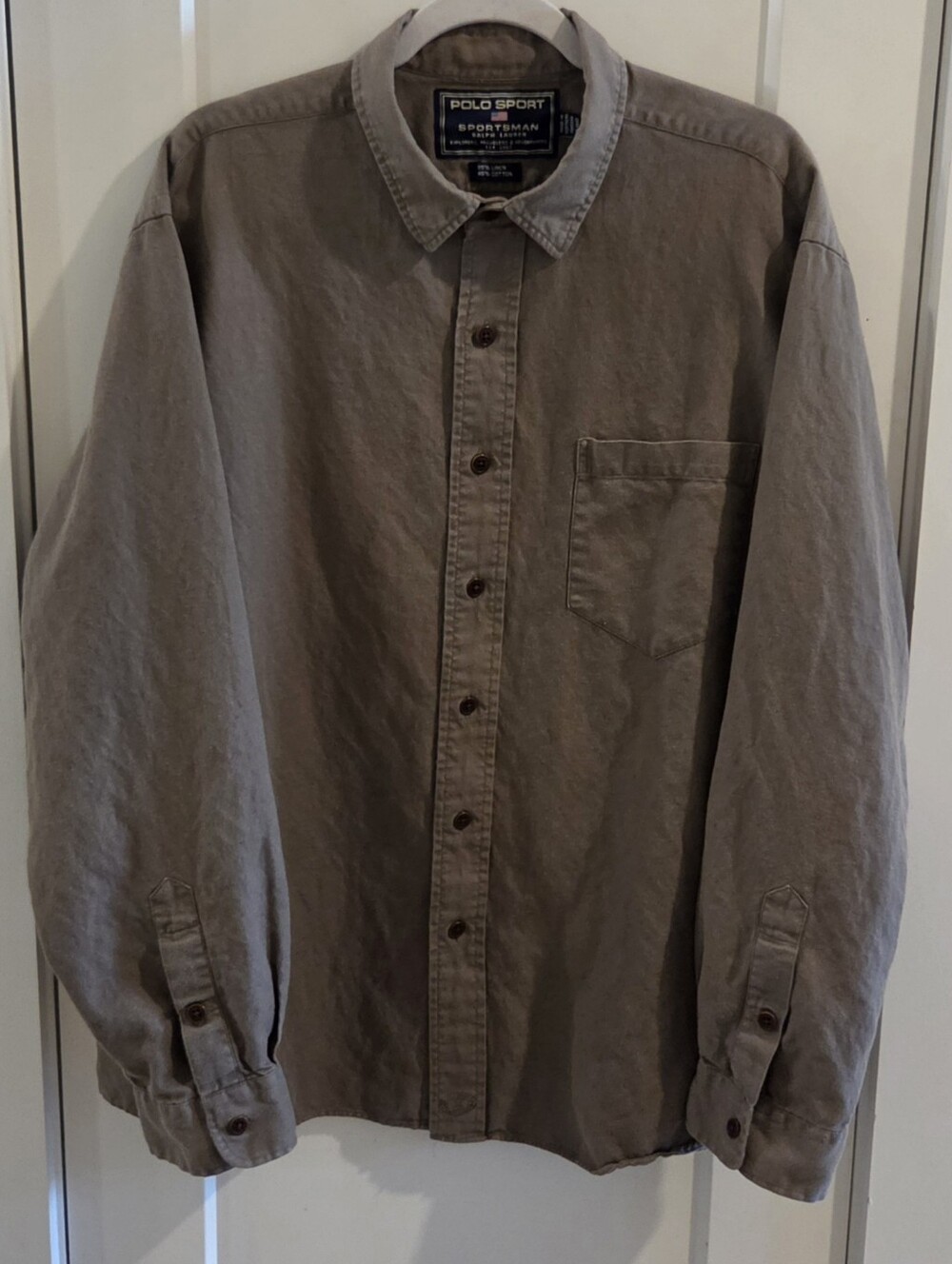 Polo Sport Sportsman Linen Blend Button-Down Shirt - Khaki Brown - Size XL